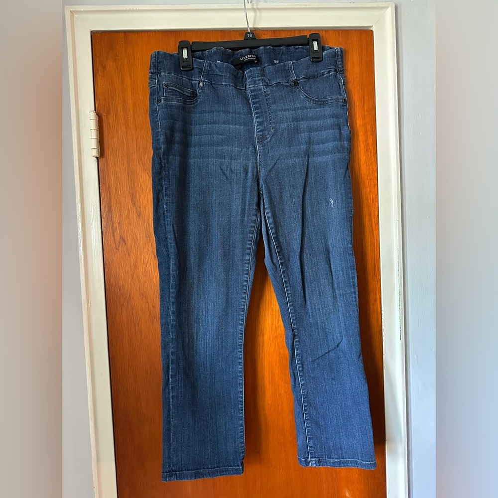 Liverpool Classic The Crop Blue Straight Leg Denim